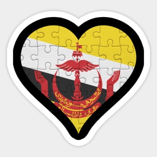 Bruneian Jigsaw Puzzle Heart Design - Gift for Bruneian With Brunei Roots Sticker